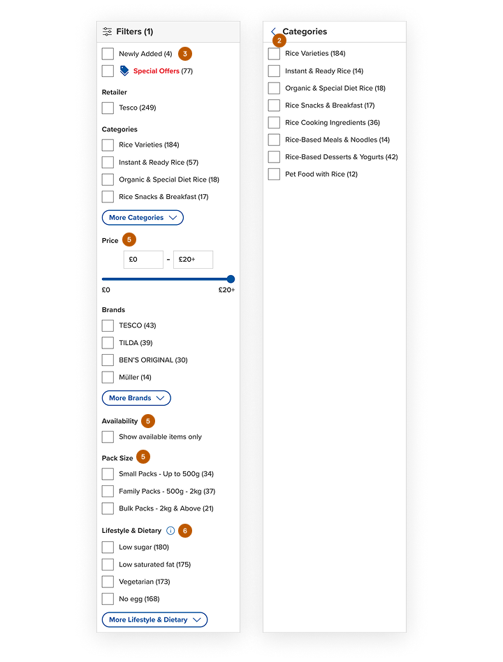 Category filters after redesign